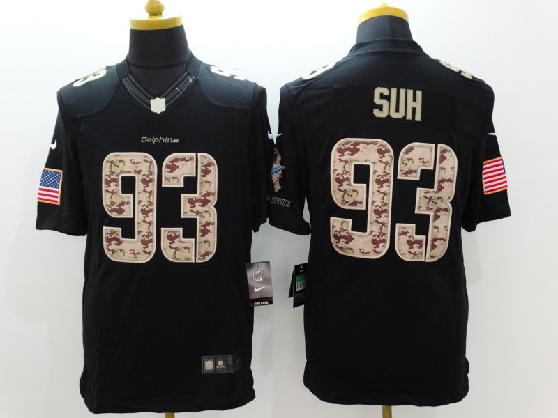 Men's Miami Dolphins Ndamukong Suh #93 Black Jersey